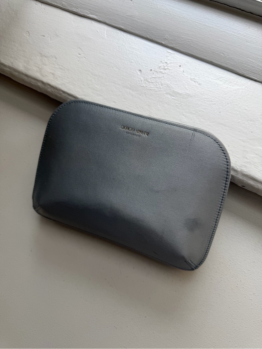 Giorgio Armani Gray Leather Clutch